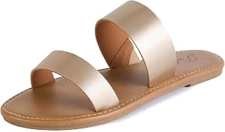 Putu Women's Two Strap Flat Sandals Casual Slide Sandals