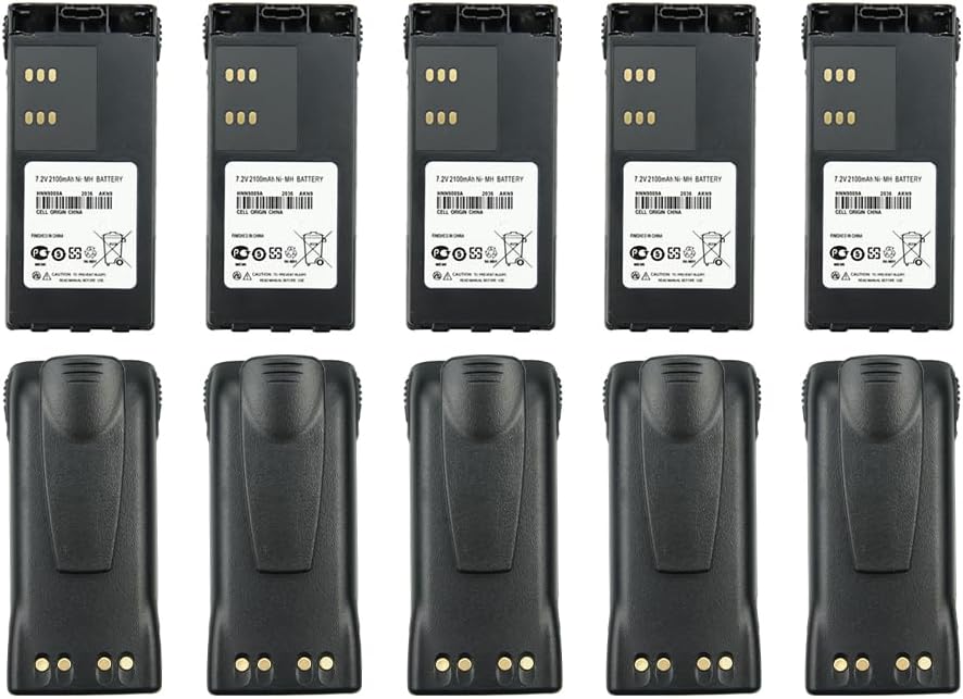 10x HNN9008A HNN9008 HNN9009 HNN9009A HNN9013A NI-MH Two-Way Radio Battery Replacement for Motorola HT750 HT1225 HT1250 GP320 GP328 GP338 GP328 PR860 with Belt Clip