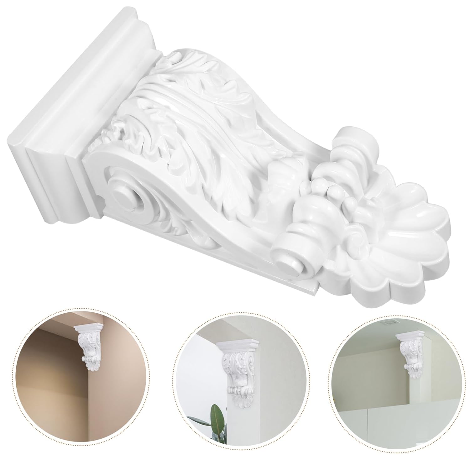 Uonlytech Corbels Ornamental Mouldings Decorative Corbels for Shelves European Style Decorative Stigma Flower