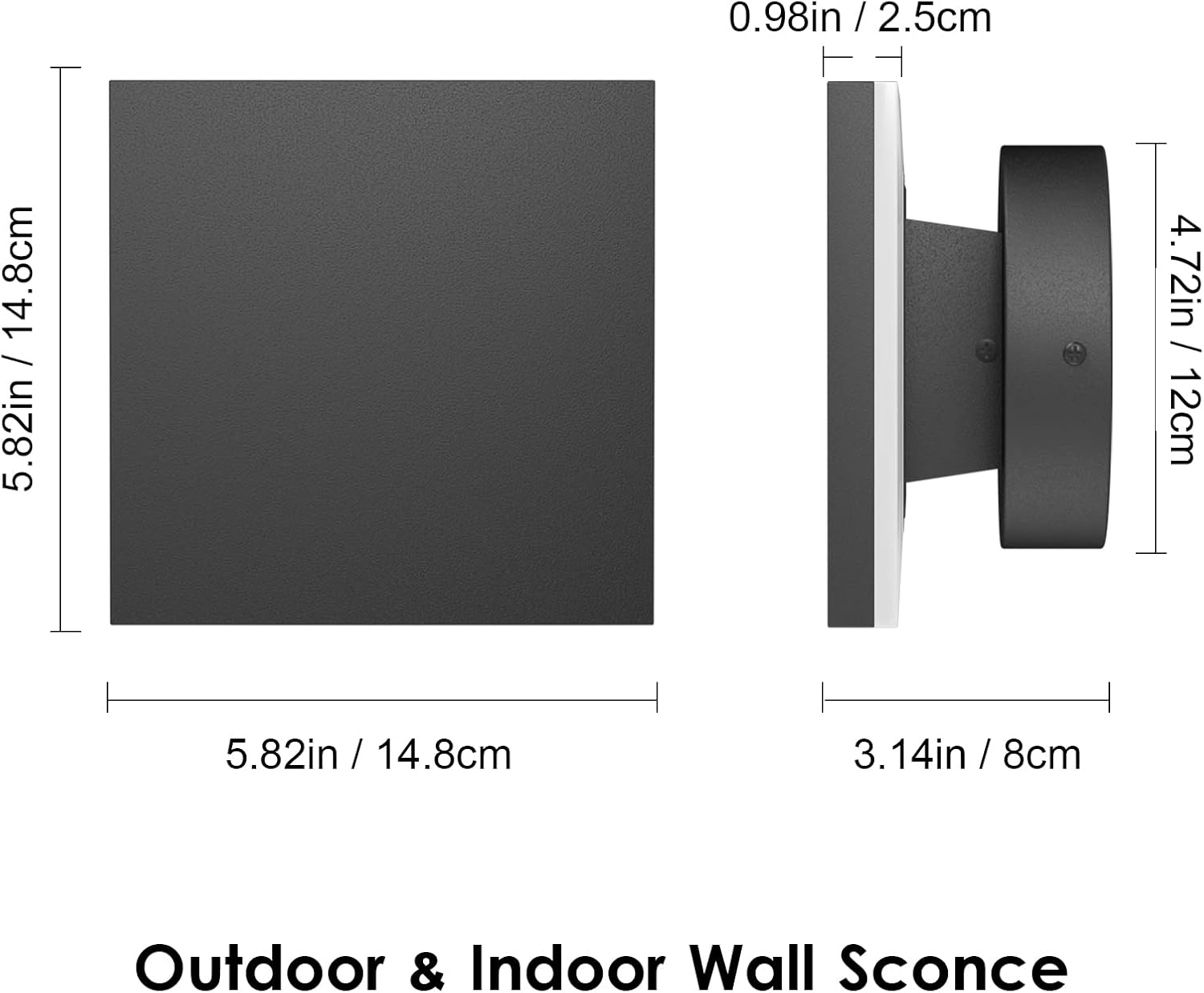 Outdoor LED Wall Light Modern Porch Light Patio Light for House Outdoor Wall Sconce Aluminum Waterproof Porch Lights Indoor Exterior Sconce Wall Lighting Warm White 3000K (Square)