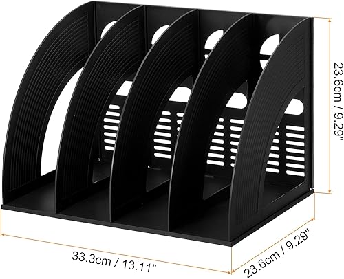 Miniatura 2 de PATIKIL Soporte para archivos de revista, plástico vertical de 4 compartimentos, libro de archivos de escritorio, periódico, estante de