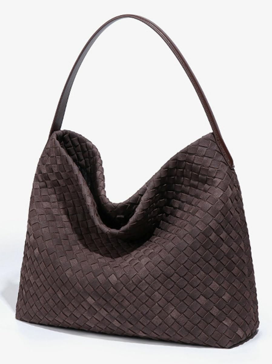 Slouchy Suede Woven Hobo Bags Women Trendy Suede Purse Crossbody Crescent Shoulder Satchel Bag Top Handle Tote Handbag | Slouchy, Woven, Trendy, Suede Purse, Crescent - Image 5
