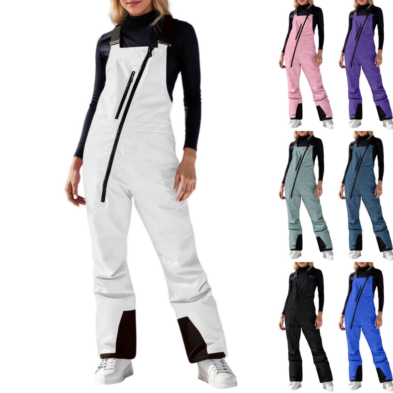 Pantalones de esquí genéricos para mujer, pantalones de nieve para mujer, impermeables, térmicos, con peto ajustable, pantalones para exteriores, resistentes al viento, pantalones de snowboard