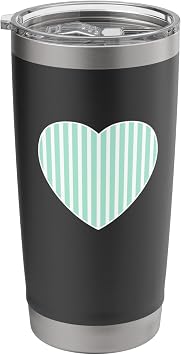 Cute Mint Green Striped Pattern Vertical Lines Minimalist Stainless Steel Insulated Tumbler