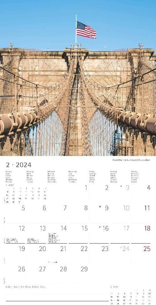 New York 2024 - Brochure Calendar 30 x 30 cm (30 x 60 cm Open) - Calendar with Space for Notes - Picture Calendar - Wall Planner - Wall Calendar