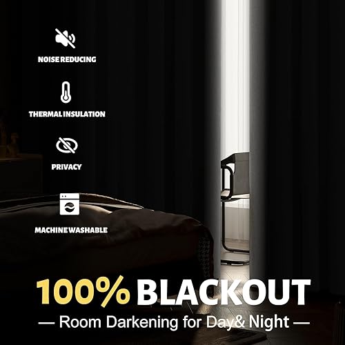 Miniatura 2 de SimpleHome Cortinas de lino natural para dormitorio de 84 pulgadas de largo, juego de 2 paneles 100% opacas, cortinas de lino sintético texturizado,