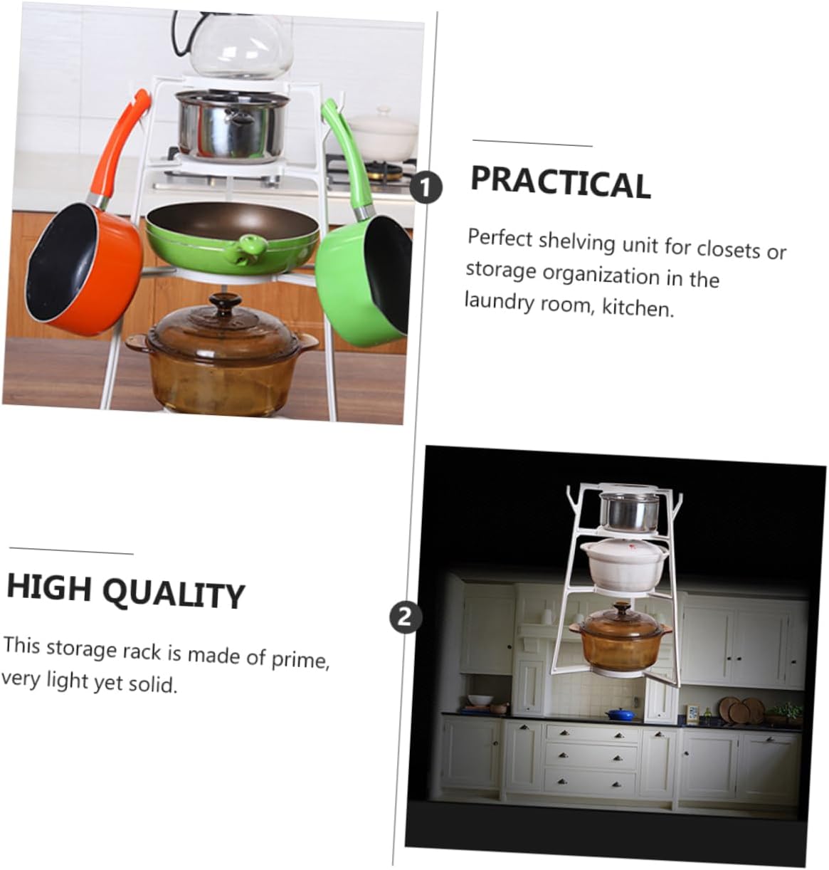 PRETYZOOM 4tier Kitchen Cabinet Organizer Pot Rack Multi Shelf Storage Shelf Self Assembly Pot Holder for Kitchen
