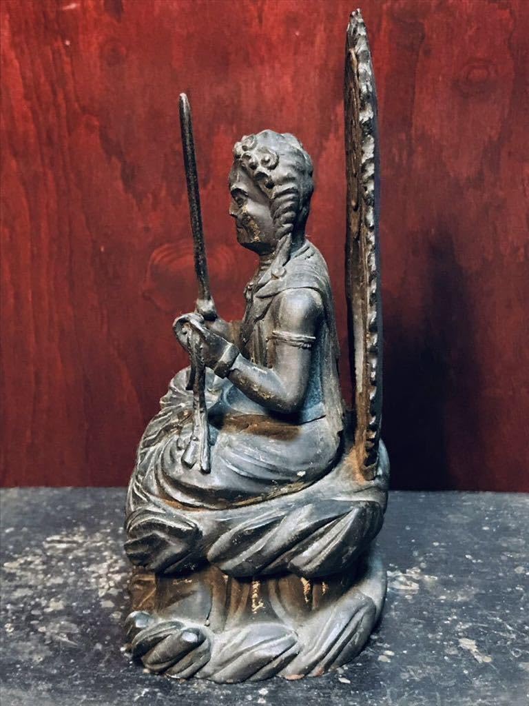 木製　不動明王　仏像　神様　宗教　スピリチュアル 工芸品 古美術 置物 骨董品 木彫り 仏像 不動明王 フィギュア 不動明王像 立像 仏教美術