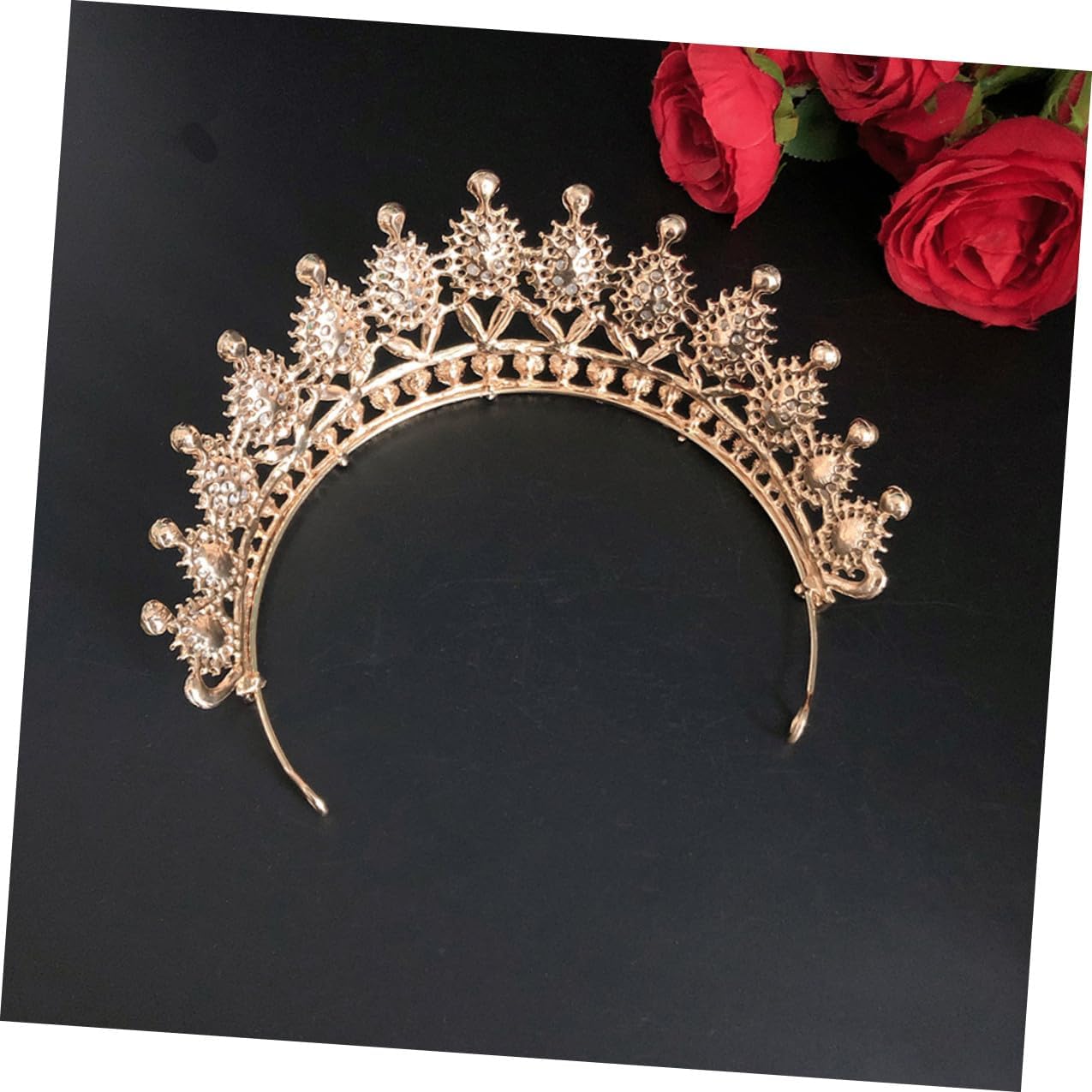 Bridal Rhinestones Tiara Colorful Water Drop Crown with Gold Accent Wedding Headpiece Party Birthday Hair Accessory for Women