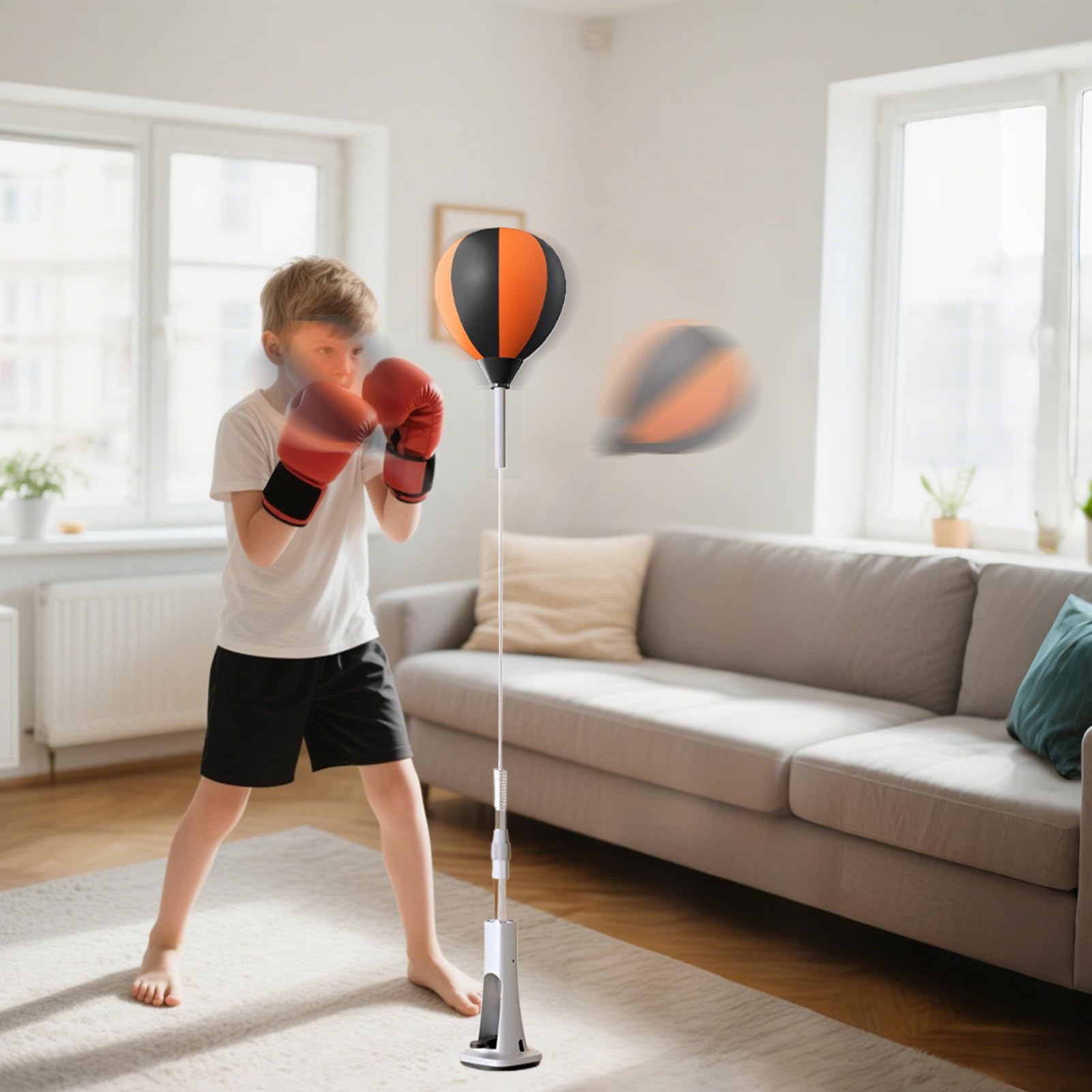 Reflex - Sacco da boxe in piedi | Con base a molla regolabile in altezza per allenamento di calci, per esercizi di salute fisica, fitness a casa