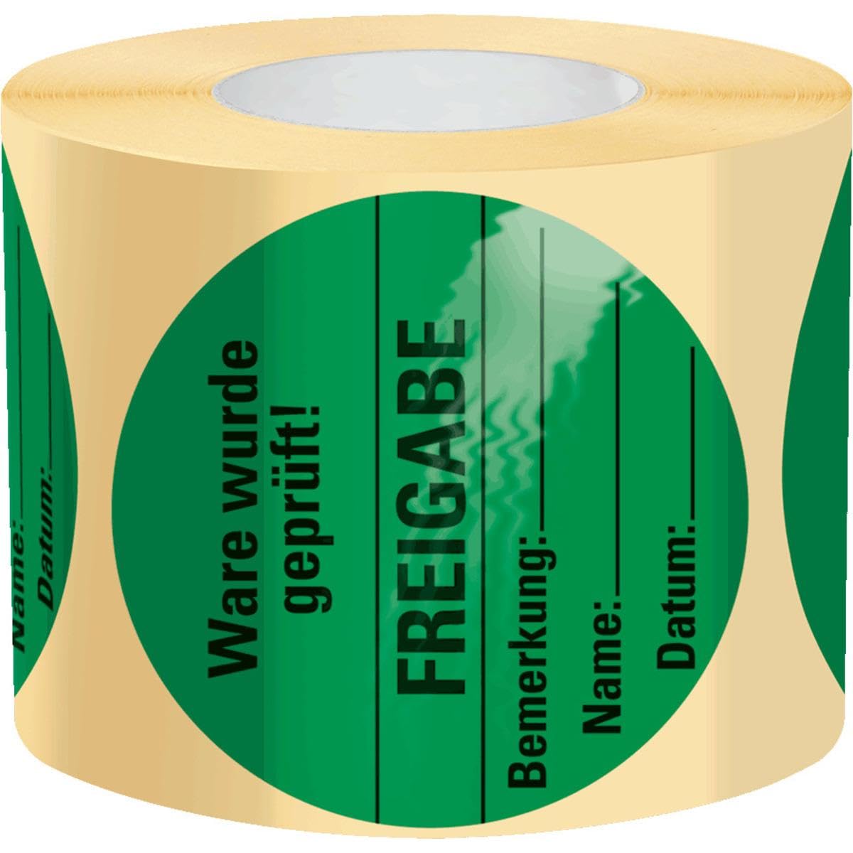Organisationsetikett Freigabe, grün, Haftpapier, ablösbar, Ø 60mm, 500/Rolle