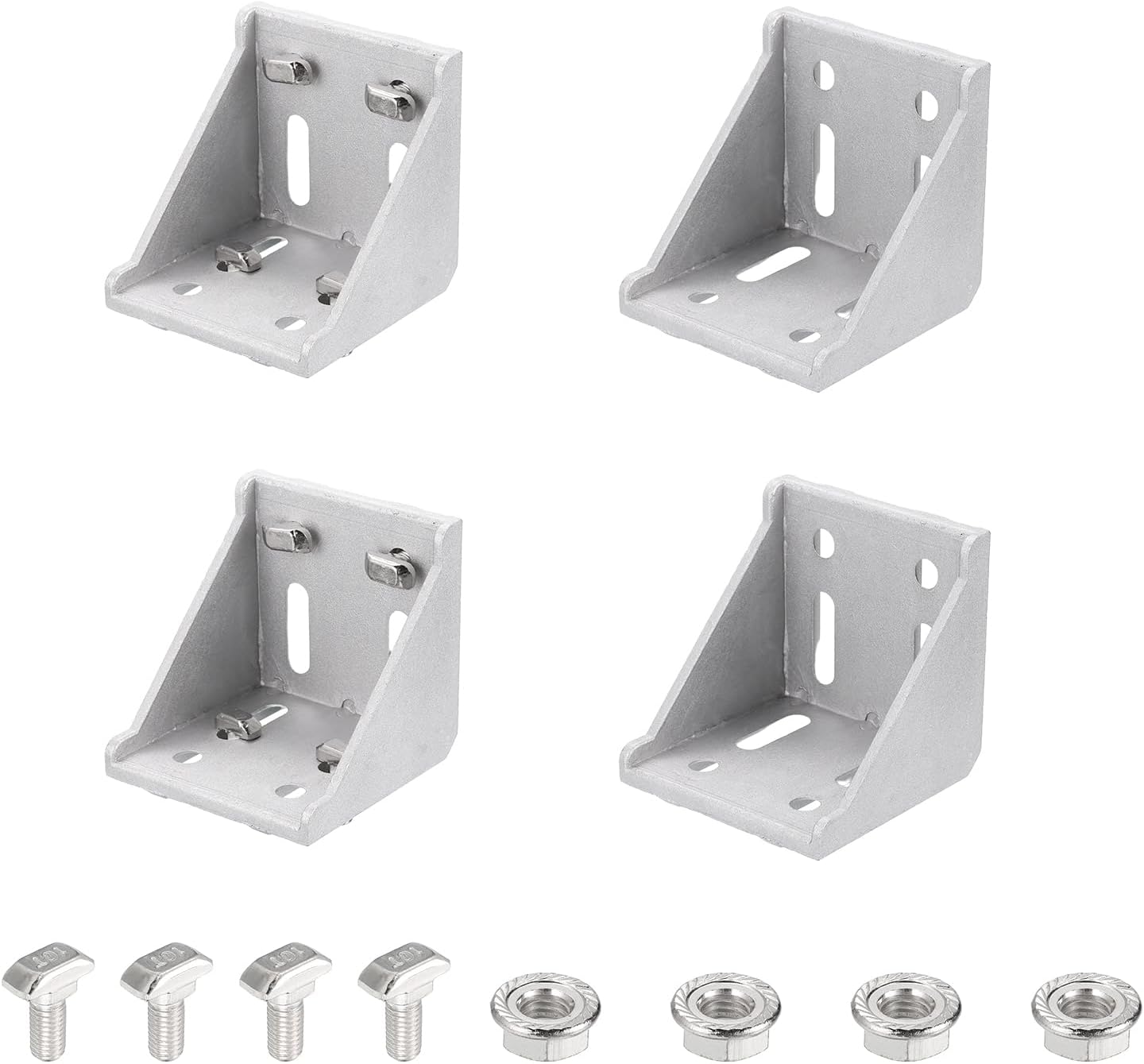 MECCANIXITY 4 Pcs 8080 Series Aluminum Extrusion Profile Connector, Corner Brackets Extruded Hardware with 32pcs M8x25 T-Bolts and M8 Flange nut