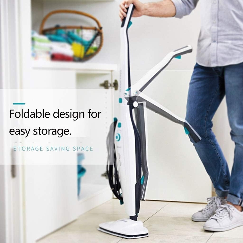 Vacuum and Steam Mop All in One Compact Bagless Wet-Dry Vacuum Cleaner with HEPA Filtration Cord Rewind and Comfort Handle Steam Upright Vac for Hardwood Tile Floors Home and Office