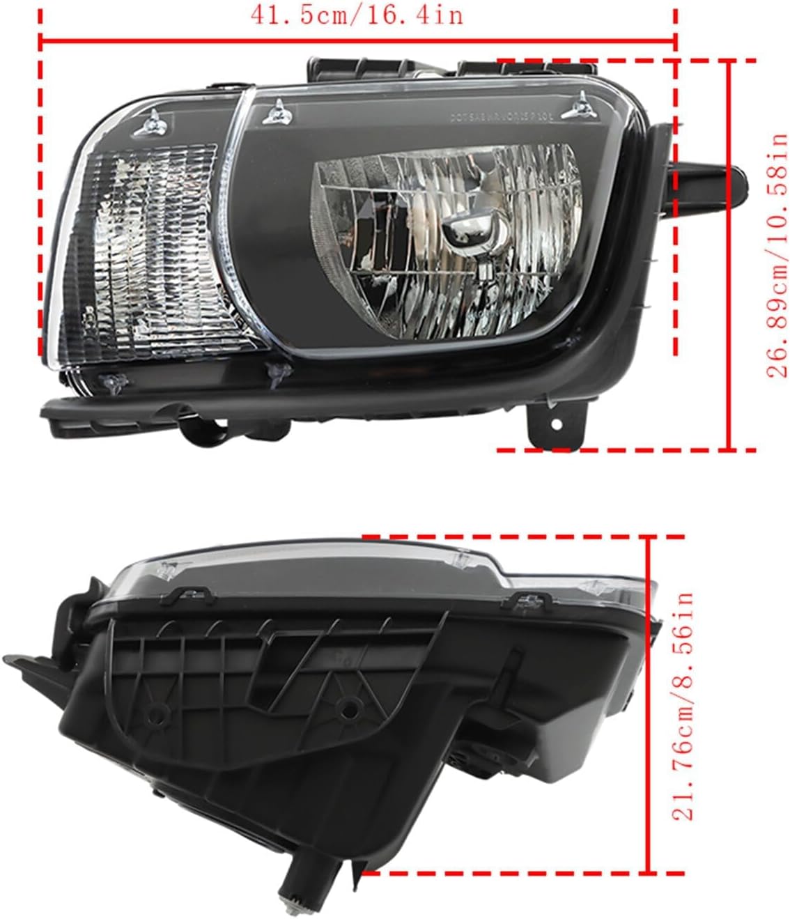 GM2503346 GM2502346 Headlight Assembly Replacement for 2010 2011 2012 2013 Ca-maro Headlamp Black Driver and Passenger Side