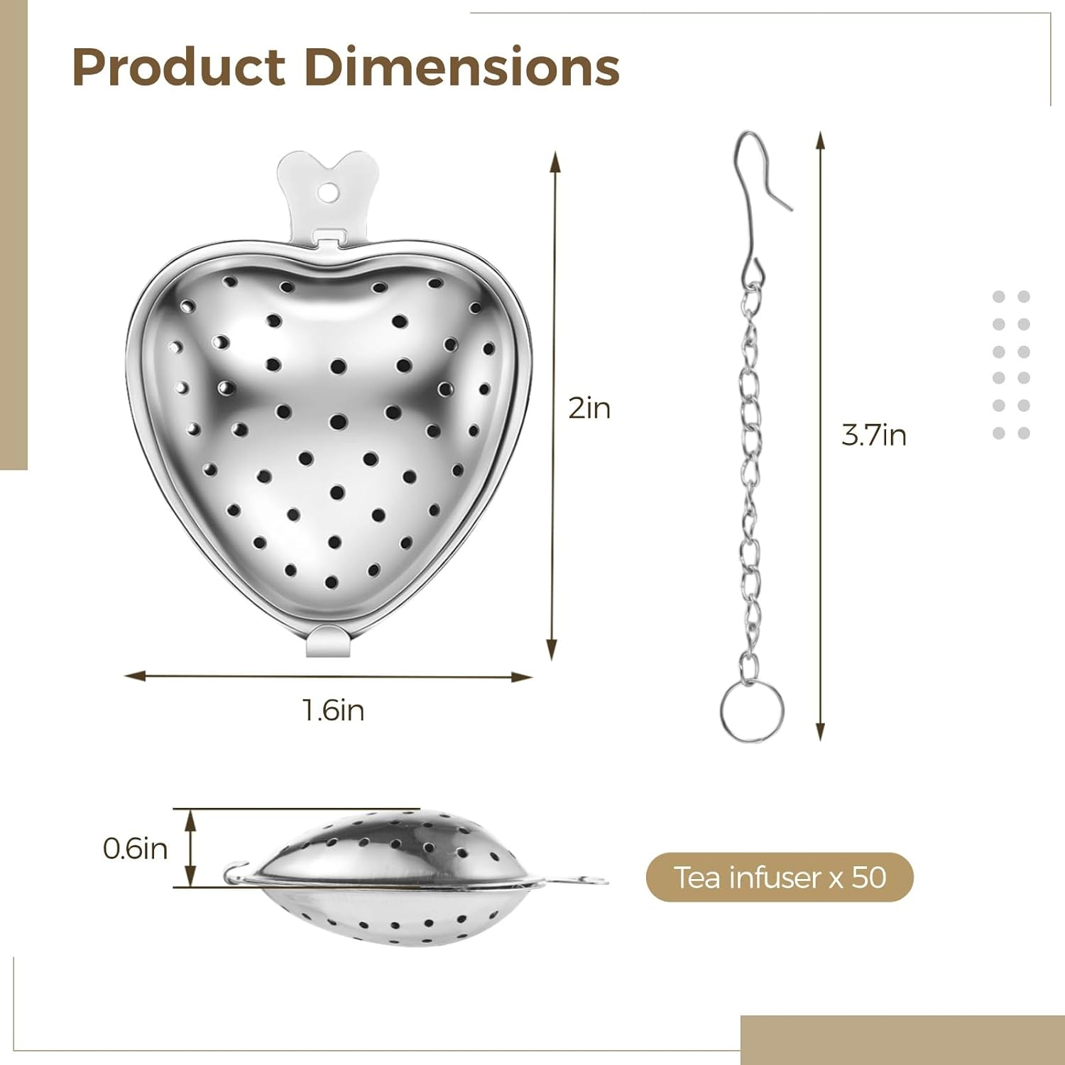 Tea Strainers, Stainless Steel Tea Ball Filters, Loose Leaf Tea Steeper Infusers (50)