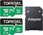 TOPESEL 128GB Micro SD Carte microSDXC TF Carte mémoire Flash jusqu'à 100MB/s, pour appareils photo, drones, smartphones et tablettes, 128GB Carte mémoire SDXC UHS-I, U3, A1, V30