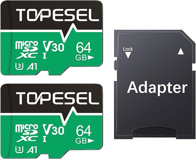 64GB Micro SD Card 2 Pack for Camera,Smartphone,Tablet,Dash Cam | High Speed TF Card microSDXC Flash Memory Card with Adapter UHS-I, U3, A1, V30, microSDXC(64GB 2Pack)