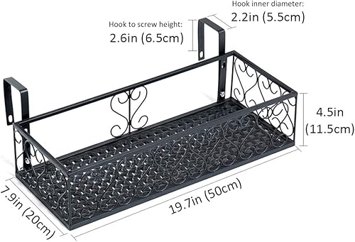 Miniatura 10 de Soporte de hierro para colgar macetas de balcón, valla de jardín, soporte para plantas de interior, estante de almacenamiento multiusos, color negro