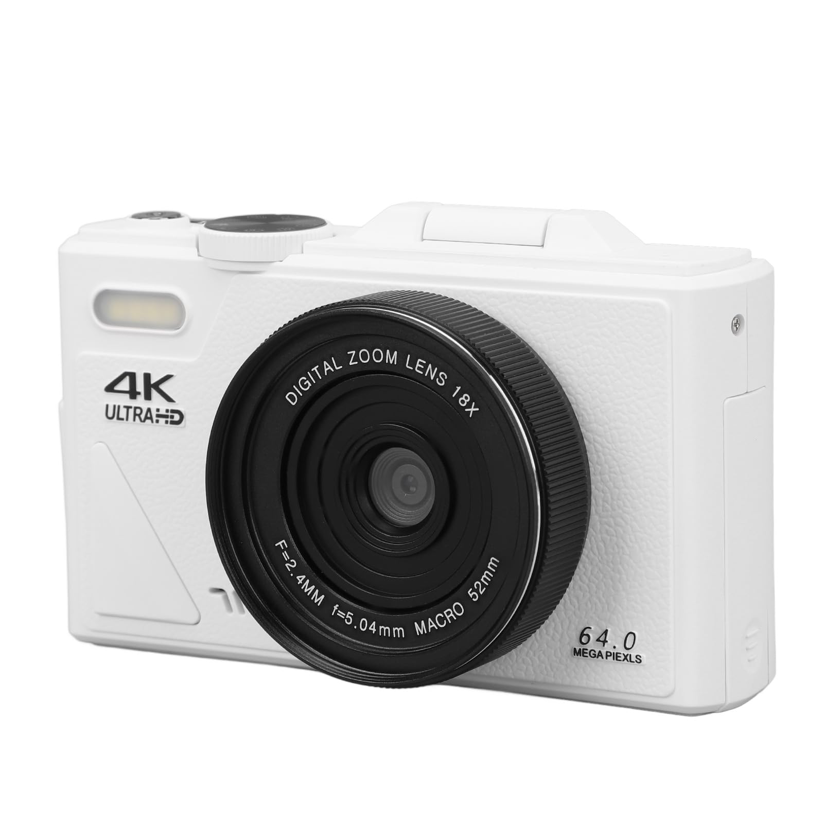 Cyfrowy Aparat Fotograficzny 4K, Aparat do Vlogowania UHD 64 MP do YouTube z 18-krotnym Zoomem, Kompaktowa Kamera Wideo Retro z Autofokusem i 3-calowym Odchylanym Ekranem do