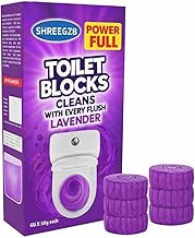 Lavender Toilet Cleaner Blocks Pack of 10 | Drop-In Toilet Tank Tablets | Purple Water Effect, Fights Stains, Whitens Bowl | Long Lasting Cleaning Action (10 Pc)