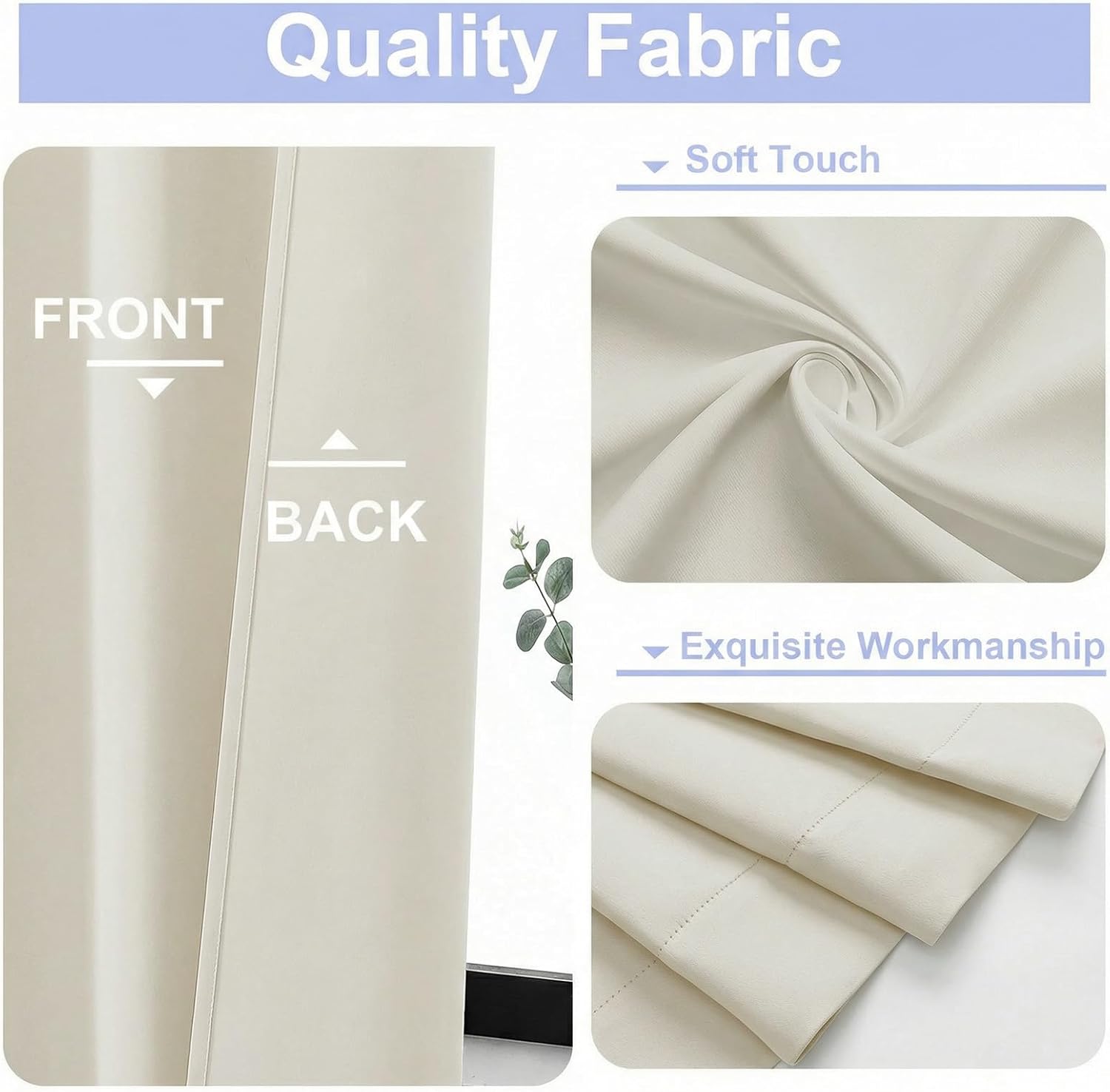 Condition photo showing New/Like New for simplebrand ava ivory light filtering curtains for bedroom 72 inch length 2 panels set, privacy thermal insulated rod pocket door window curtains for patio french door front door, w40 x l72 inch ivory 40"w x 72"l (pack of 2)