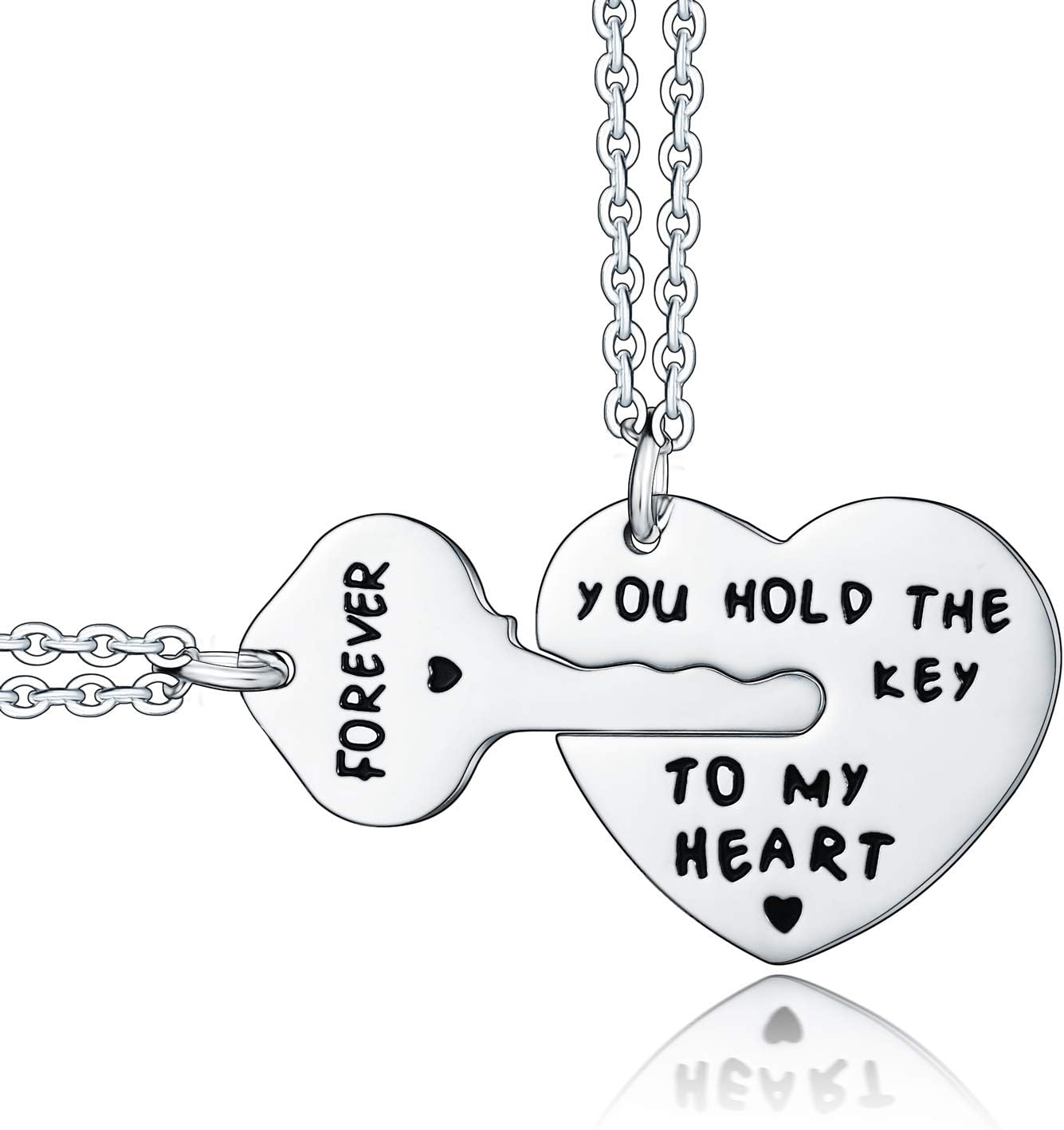 YeeQin 2PCs Stainless Steel You Hold The Key to My Heart Forever Couple Pendant Necklace Love Valentine Gift