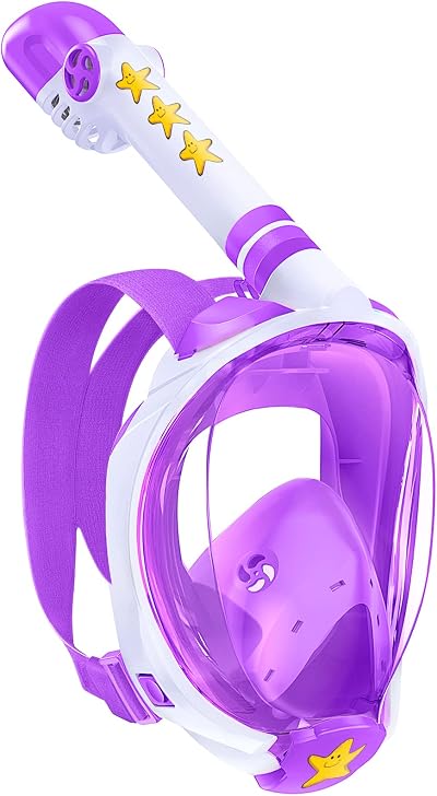 X99 Kids Full Face Snorkel Mask, Snorkeling Gear with Latest Dry Top Safe Breathing System, 180 Degree Panoramic Snorkeling Set for Kids with Camera Mount, Anti-Fog Anti-Leak