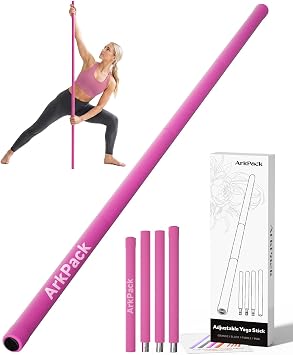 Yoga Stick,5FT Detachable Stretching Stick Stainless Steel Mobility Stick Exercise Pilates for Stretching,Posture Correction,Flexibility,Balance,Fitness,Physical Shoulder & Back Relaxation