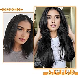 YDDM 22 Inch Tape in Hair Extensions Human Hair Jet Black, 20pcs Straight Invisible Seamless Tape in Hair Extensions Human Hair for Women(1,22 Inch)