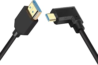 PNGKNYOCN Short 8K Micro HDMI to HDMI Cable,1FT/0.3M Right Angle Ultra High Speed 48Gbps Micro HDMI Male to HDMI Male Cable Support 8K@60HZ, 4K@120HZ (Left/0.3m)
