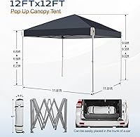 Vista 5 de Aoodor Tienda de campaña desplegable de 12 x 12 pies, sombra instantánea portátil para campamento, fiestas y eventos al aire libre, marco de hierro