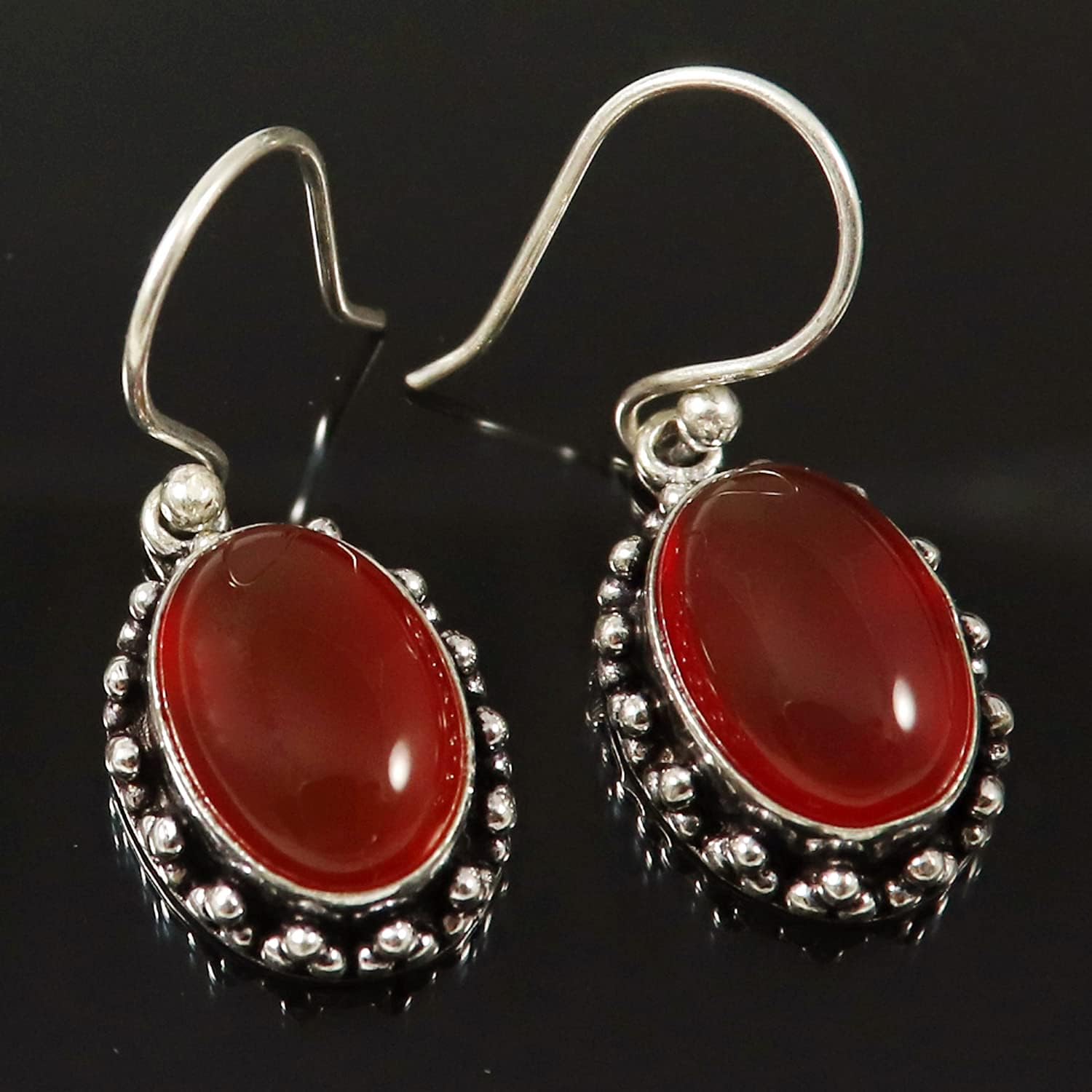 Goyal Exports Carnelian Gemstone 925 Sterling Silver Drop Dangle Earring Jewlery SEG18G