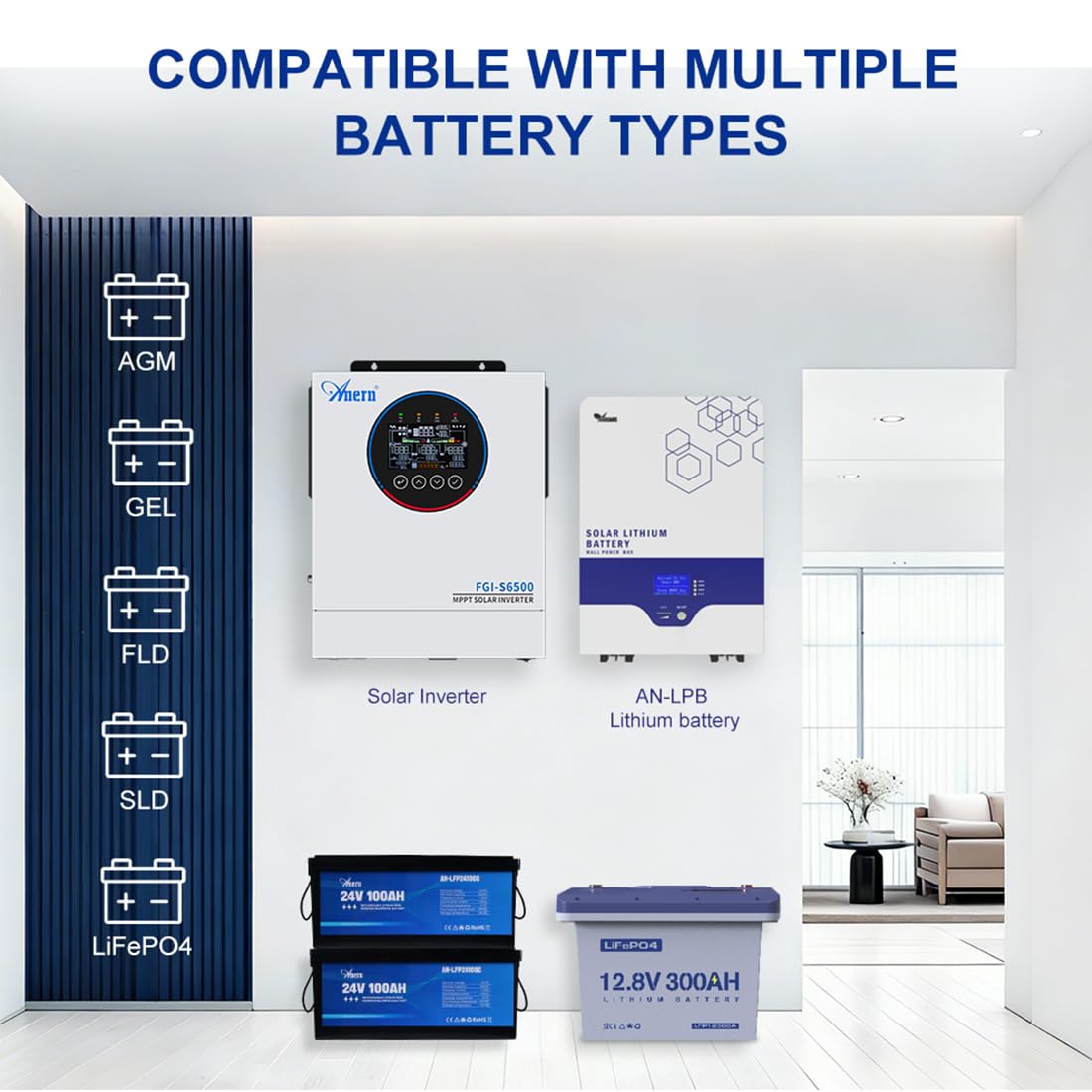 Anern Inverter ibrido 12000 W 48 V CC A 220-240 V AC, invertitore solare autonomo, regolatore di carica Mppt 160 A integrato, doppio ingresso fotovoltaico, doppia uscita Ca,può funzionare senza