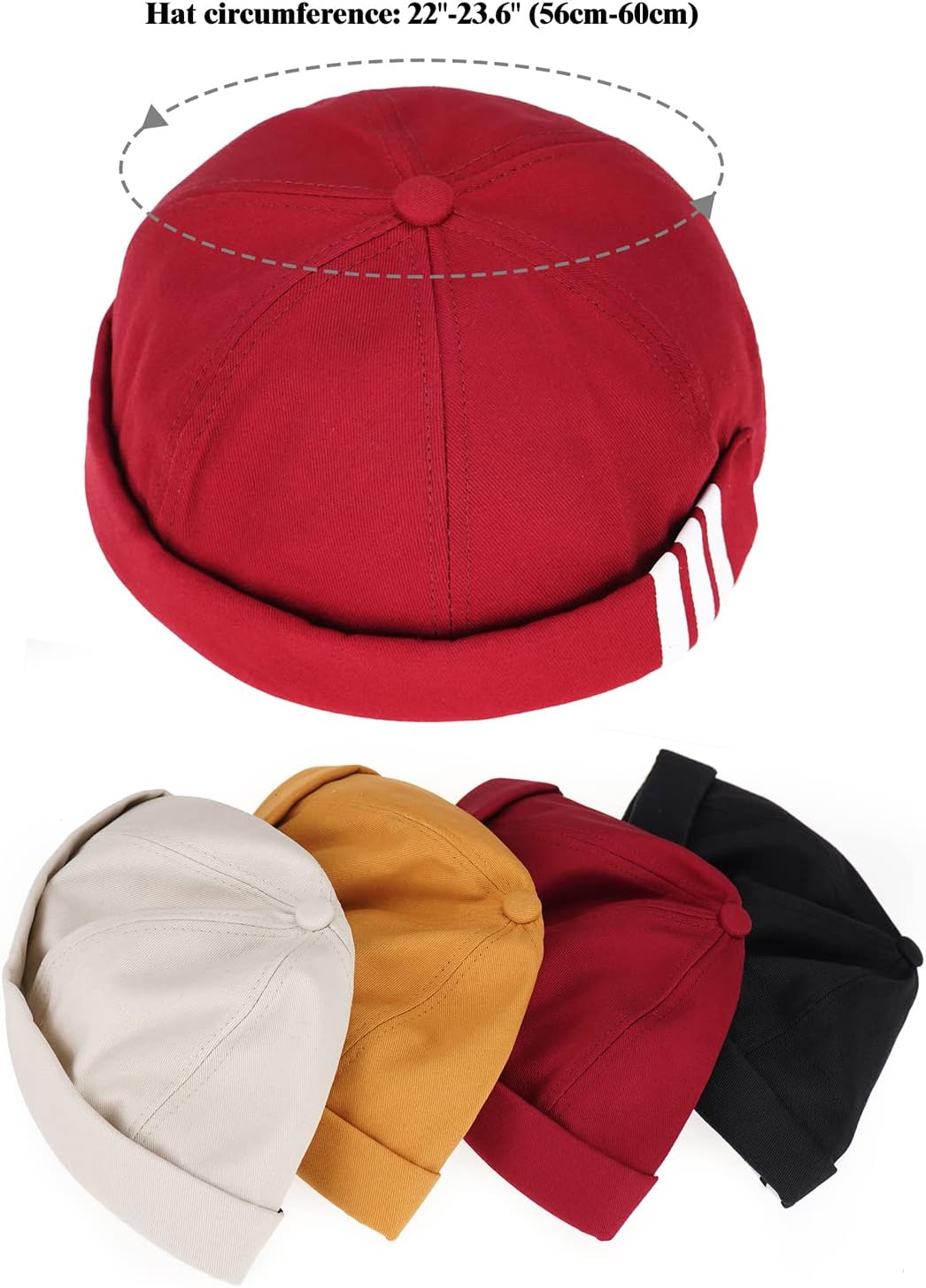 Glamorstar Dome Brimless Hats for Women Men Sailor Docker Beanie Cap Hip Hop Hats - Image 7