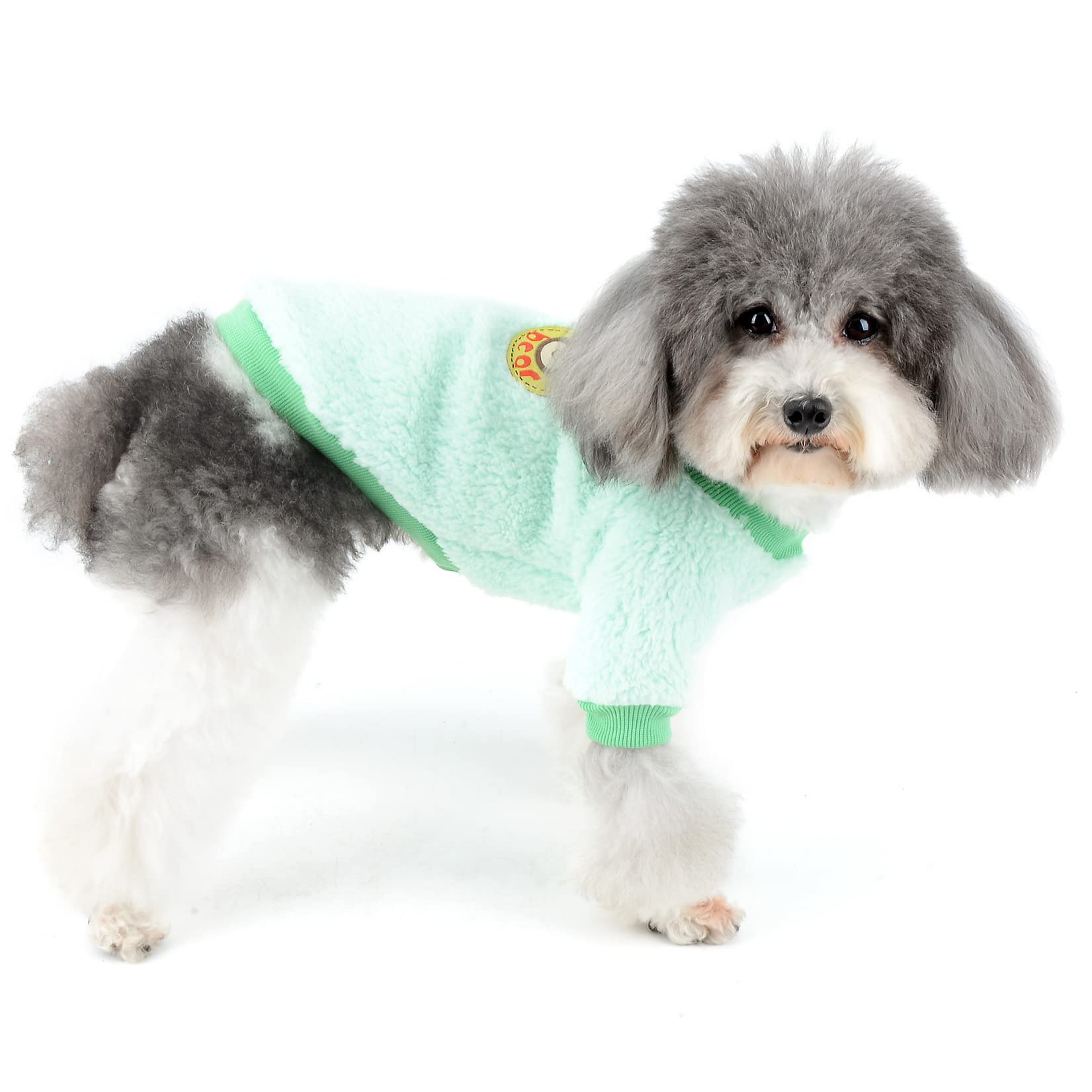 Zunea Small Dog Sweater Coat Winter Sherpa Fleece Puppy Clothes Pullover Warm Pet Jumper Chihuahua Jacket Cold Weather Clothing Cat Doggy Boy Girl Apparel LightGreen M