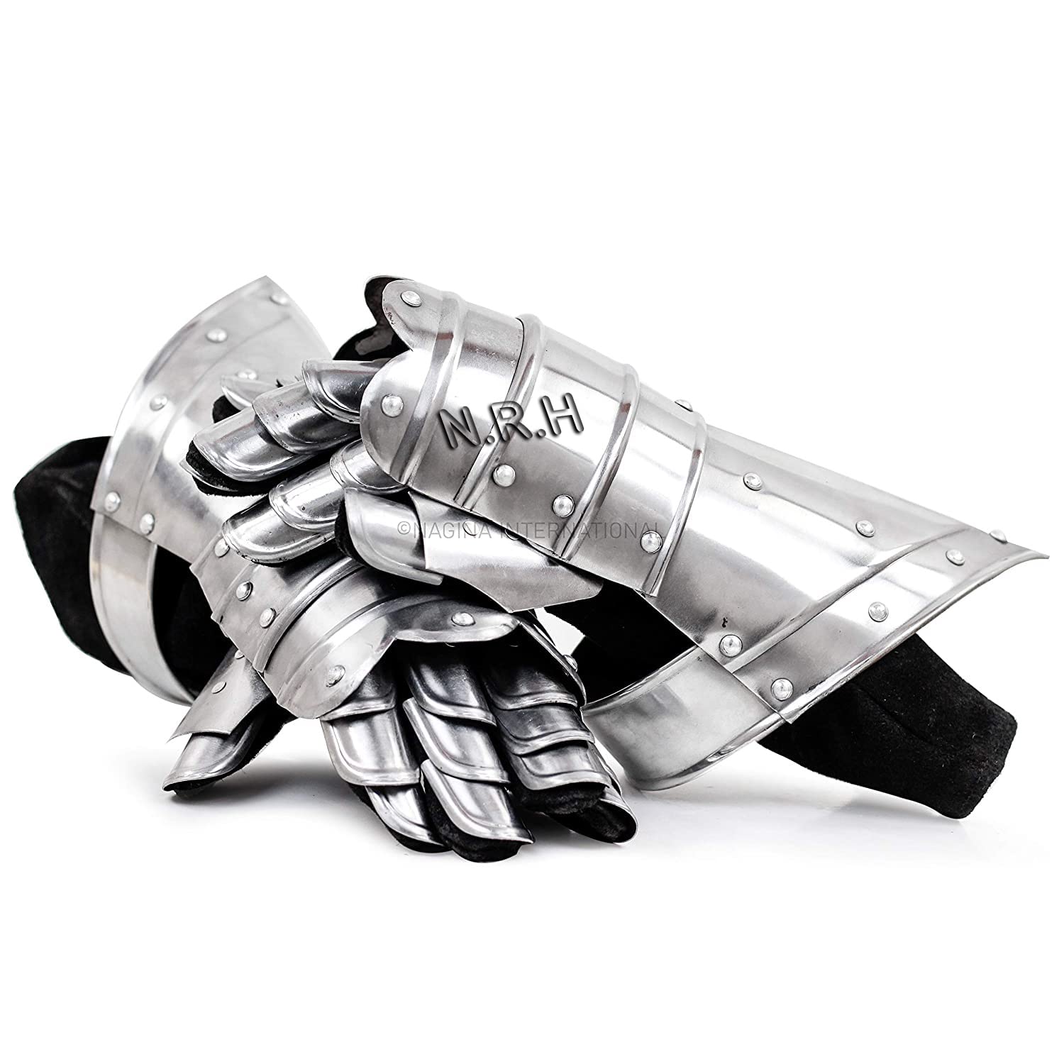 Nautical Replica Hub Medieval Armor Knight Steel Gauntlets - Steel Premium Leather Lined Costume Play Gloves