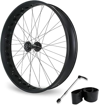 26x4.0/4.9 Inch Fat Tire Bike Front Rear Wheel Aluminum Alloy Snow Bike Wheelset Disc Brake Quick Release 135/190mm 36H Hubs 14G Spokes for 7/8/9/10/11/12s Cassette Snow Beach Ebike