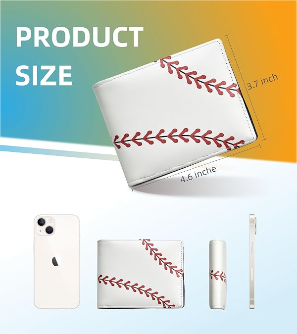 WRIGAEL Credit Card Holder Wallet Rfid Blocking Kids Boys Bifold Teen Cool Cute for Cash with ID Window Cardholder Teenage Teenager, Baseball by WRIGAEL - Used condition - Image 2