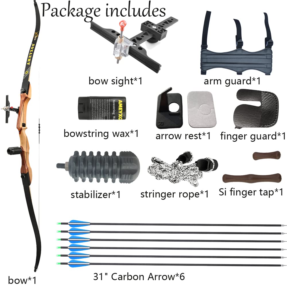 wolfman Recurvebogen Set Erwachsene 66/68/70 Zoll 12-40LBS Pfeil und Recurve Bogen Set Praxis Bogen Jagdbogen für Bogenschießen Halle Schießen Wettkämpfe Übung Rechtshänder