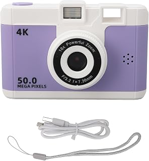 50MP 1080P Digital Camera, Compact Point and Shoot Camera with 8X Digital Zoom, 2.4 Inch HD Screen, 800mAh Rechargeable Battery for Travel and Everyday Use (Purple)