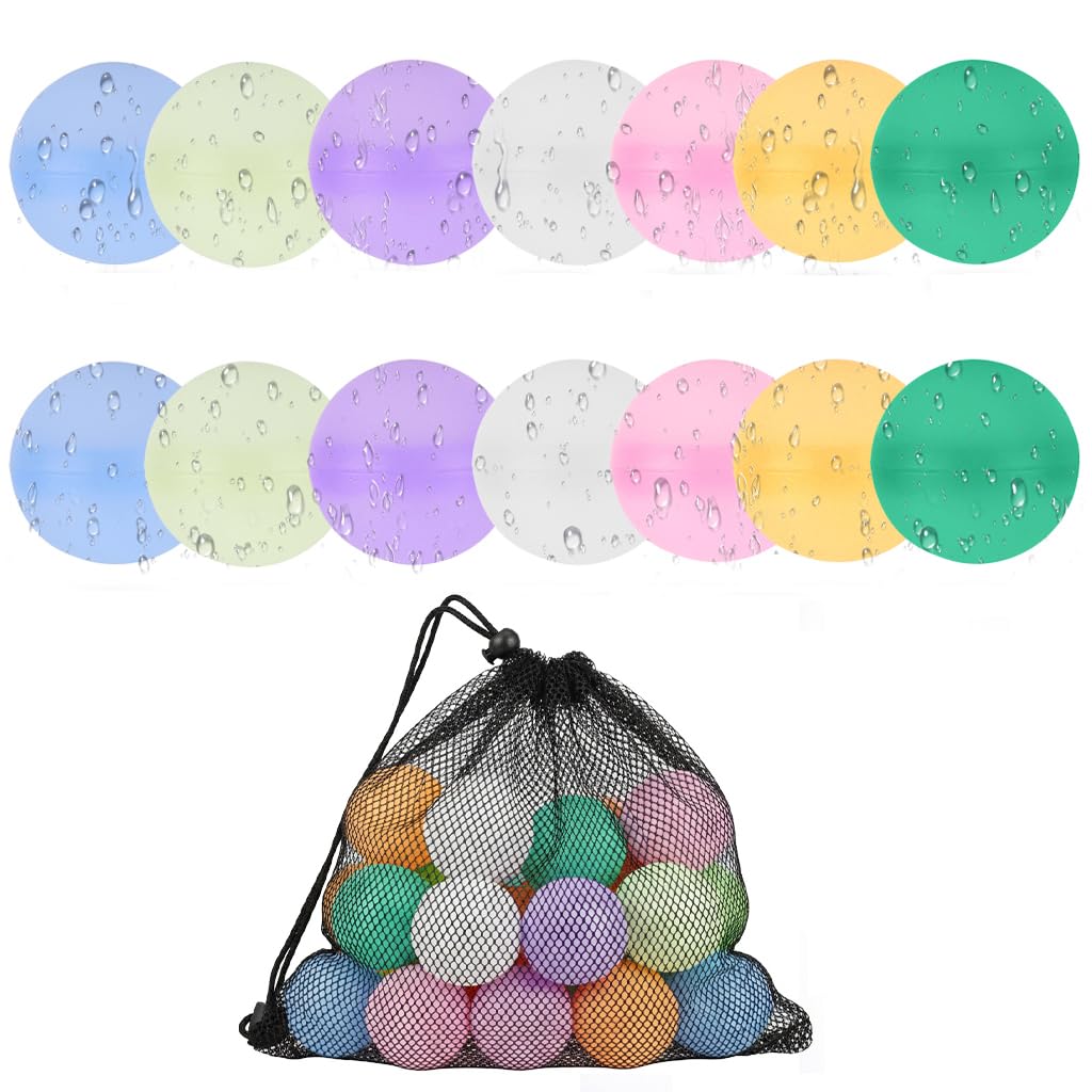 PATPAT® 14Pcs Silicone Water Ball Toy Bath Ball Toy Set with Mesh Storage Bag, 2 Inch Safe Soft Squeeze Splash Balls, Fun Sensory Water Play for Kids, Toddler Bath & Outdoor Games-picture-14