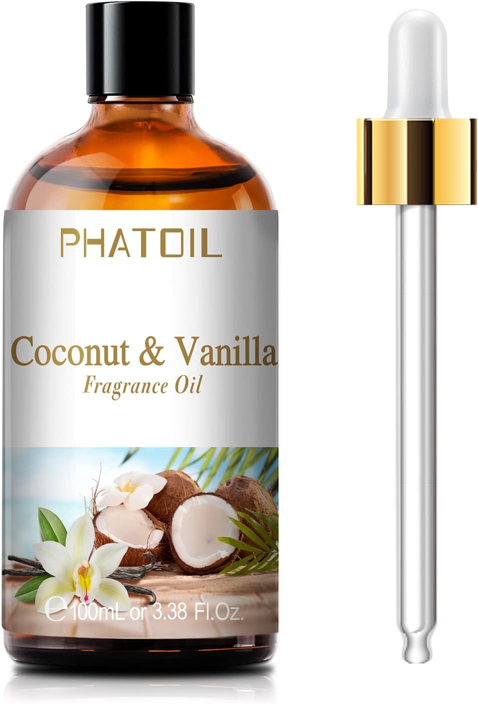 PHATOIL Coconut & Vanilla Fragrance Oils for Aromatherapy, Essential Oils for Diffusers for Home, Premium Quality Coconut & Vanilla Fragrance Essential Oil, Perfect for Diffuser, Relaxation - 100ml