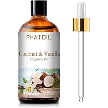PHATOIL 3.38FL.OZ Coconut &amp; Vanilla Fragrance Oils for Aromatherapy, Essential Oils for Diffusers for Home, Perfect for Diffuser, Yoga, DIY Candle and Soap Making - 100ml