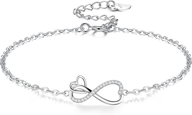 F.ZENI Infinity Bracelet for Women Sterling Silver 925 Love Heart Bracelets for Her Women Wife Mum with Jewellery Gifts