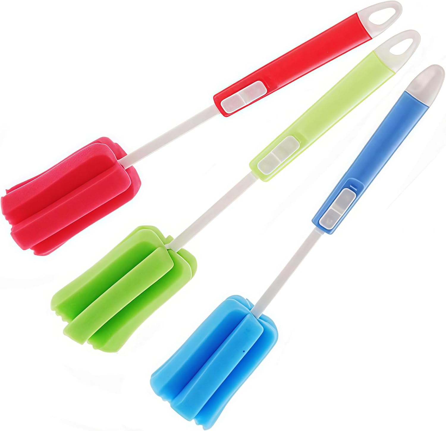 3PCS Sponge Bottle Cleaning Brush with Adjustable Long Handle