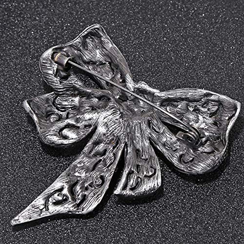 Black Color Rhinestone Bow Brooches For Women Large Bowknot Brooch Pin Vintage Jewelry Winter Accessories #TOP5