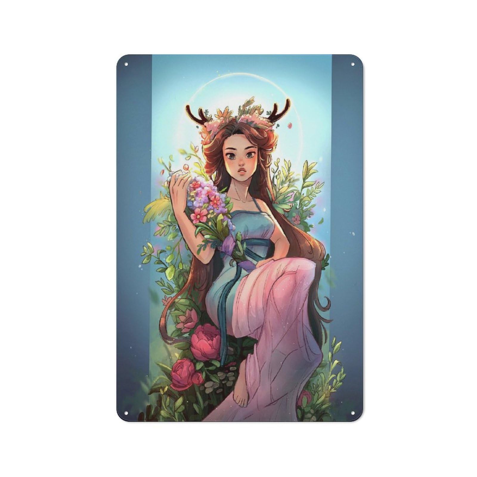Junmoney Persephone Maiden Garage Style Decorative Metal Plaque 30X20cm, Garage Wall Decor For Workshop, Basement, Shed Or Games Room