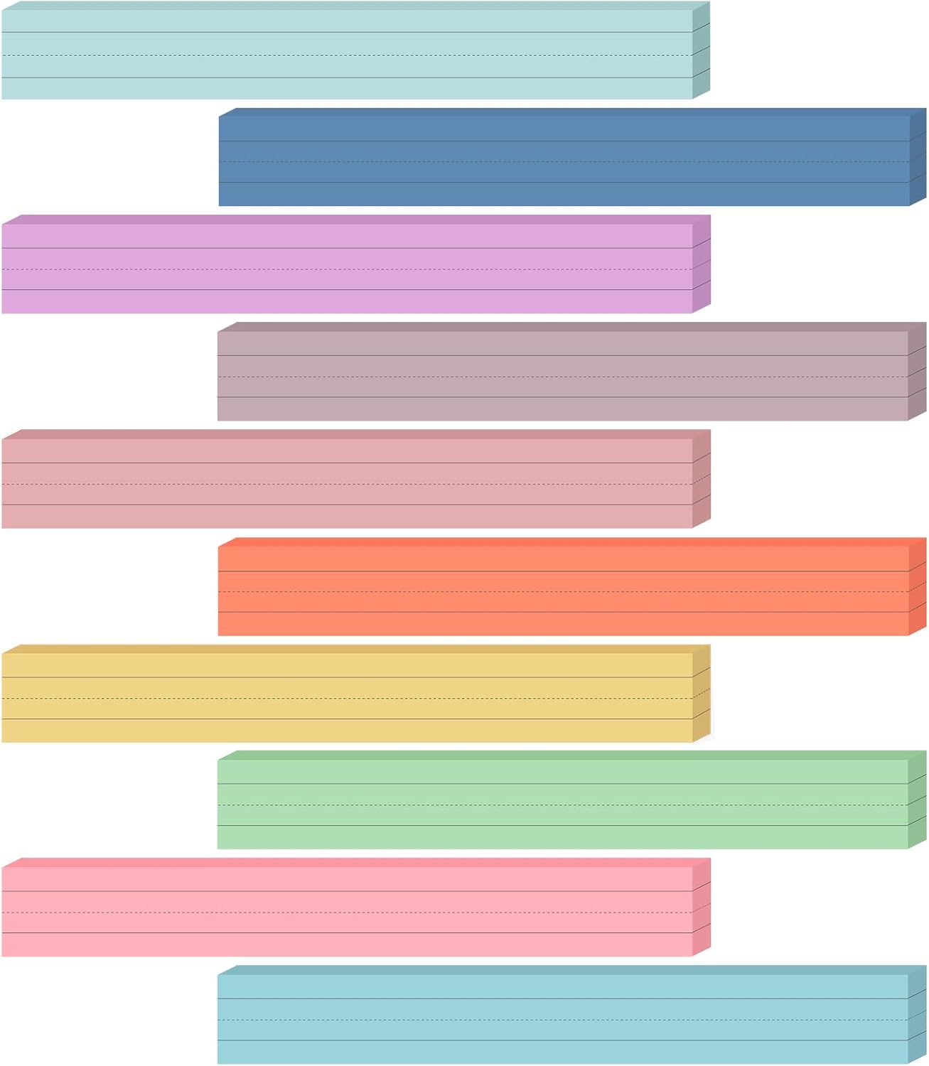 Ireer 300 Pcs Colored Sentence Strips 3 x 24 in 5 Lb/176 Gsm 10 Pastel Colors Rainbow Color Lined Paper Strips for Teacher Handwriting Practice Learning Tool for Classroom Office Organization Supplies