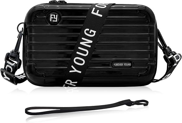 Mini Suitcase Crossbody Bag, Plastic Mini Suitcase Bag Suitcase Purses Stylish Suitcase Cosmetic Bag with 2 Straps