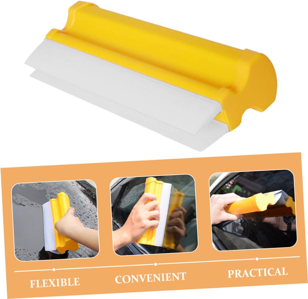 Luxshiny Double Row Silicone Squeegee for Car and Bathroom Cleaning Compact Water Scraper Tool for Windshield Mirrors and Kitchen Use